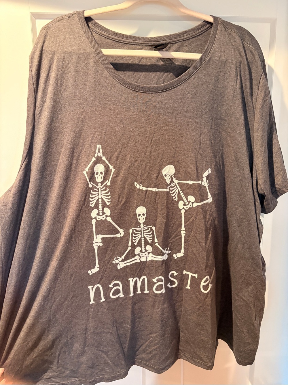 Guidance Size 5x Flip Namaste Skeleton Graphic Tee - Gray